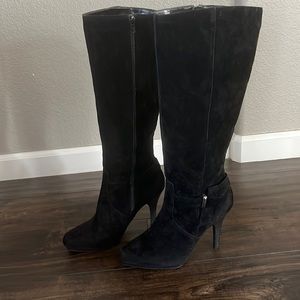 Tall black suede boots , size 8 1/2